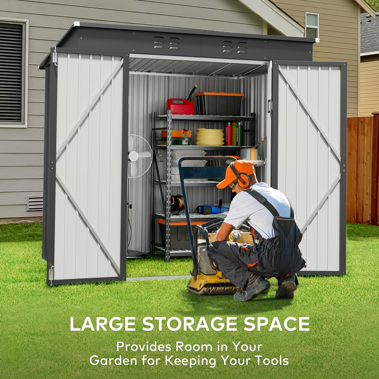Garden Tools - Metal Outdoor Storage Shed 6x4 FT