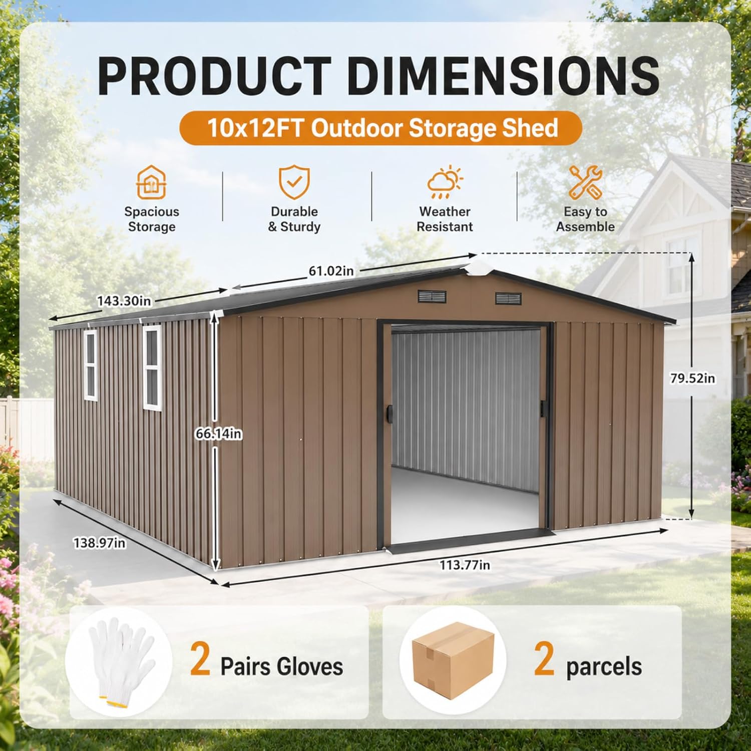 Metal Storage Shed 10x12FT Out - Garden Tools recension och pris