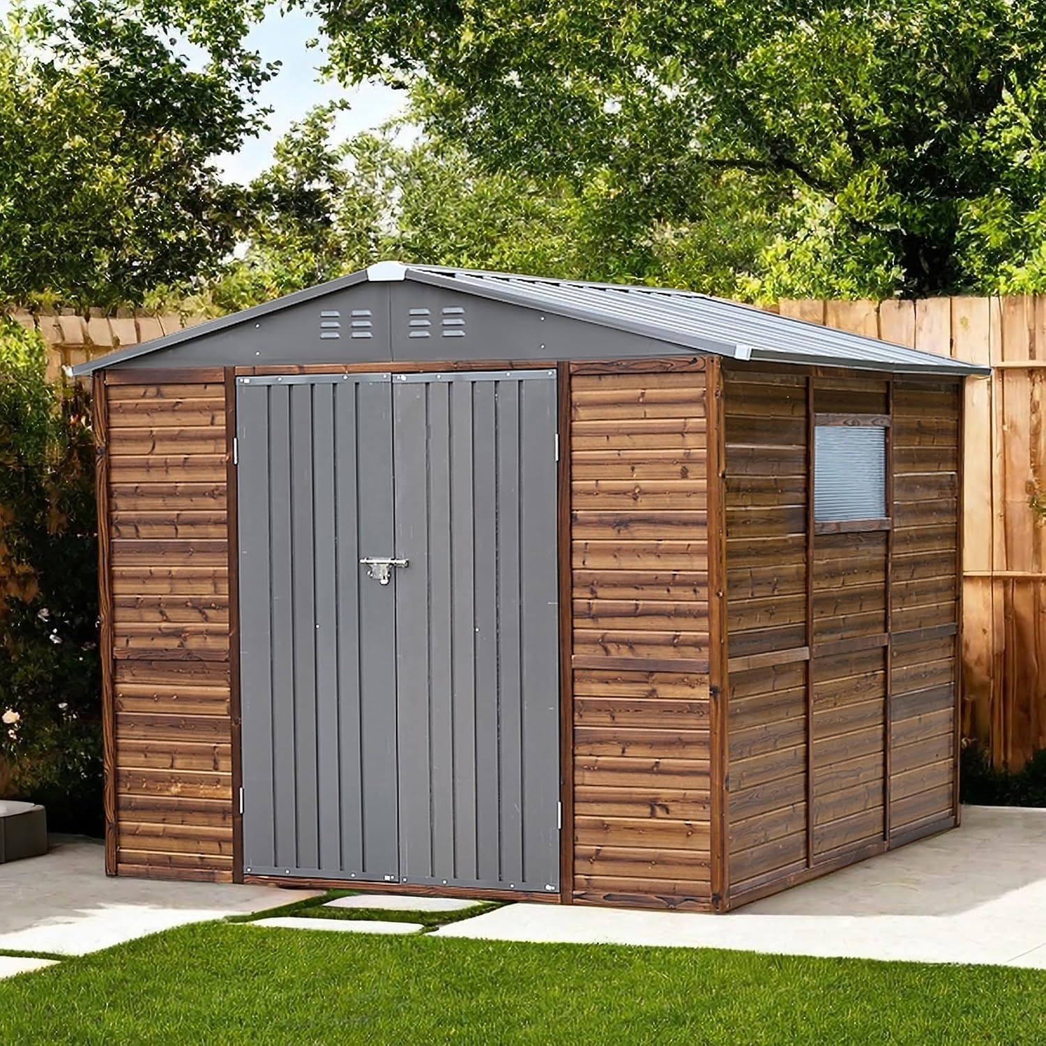 8x8 FT Outdoor Wood & Metal St - Garden Tools recension och pris