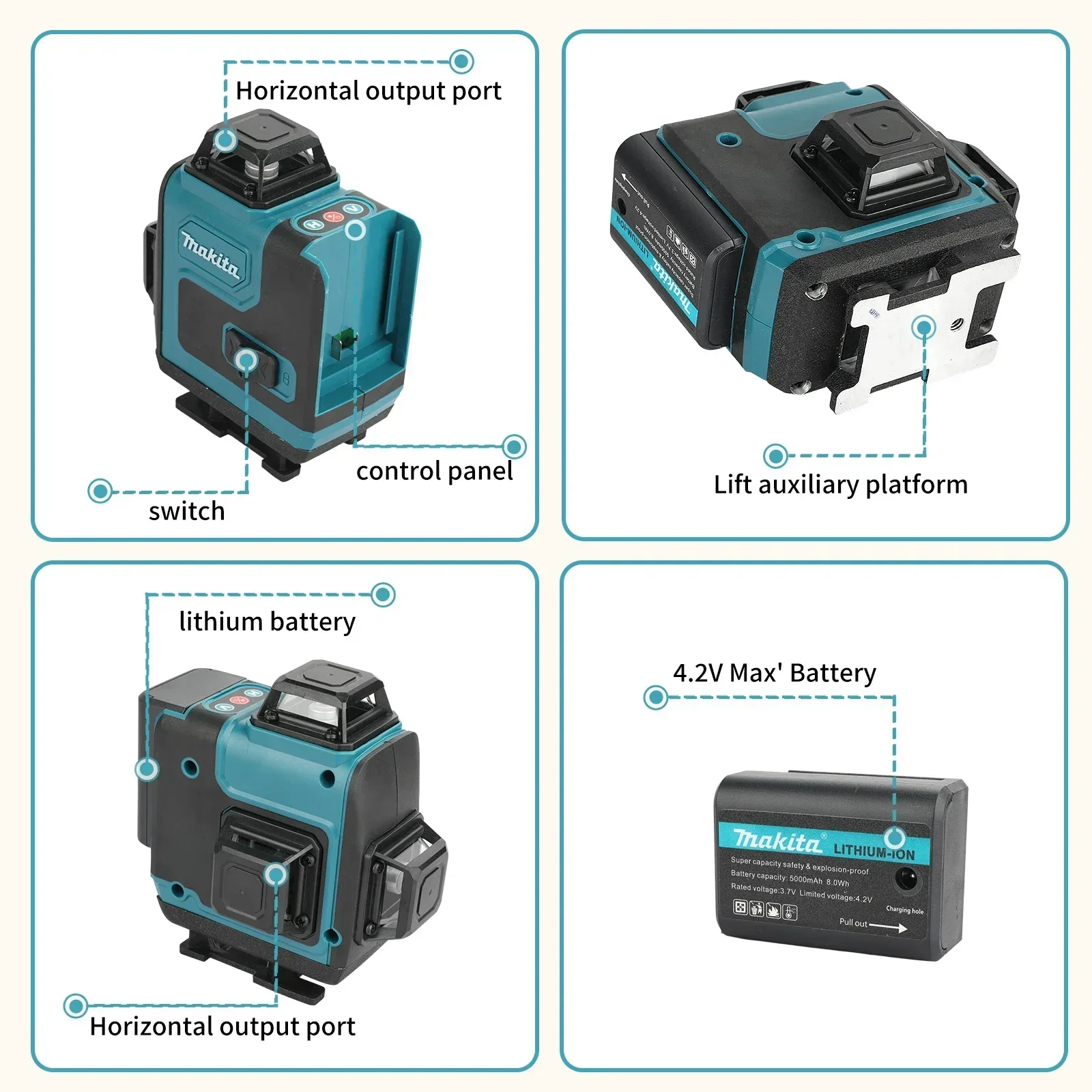 5.0Ah Max Makita 40V Battery M - Laser Level 16 Lines 4D Green recension och pris