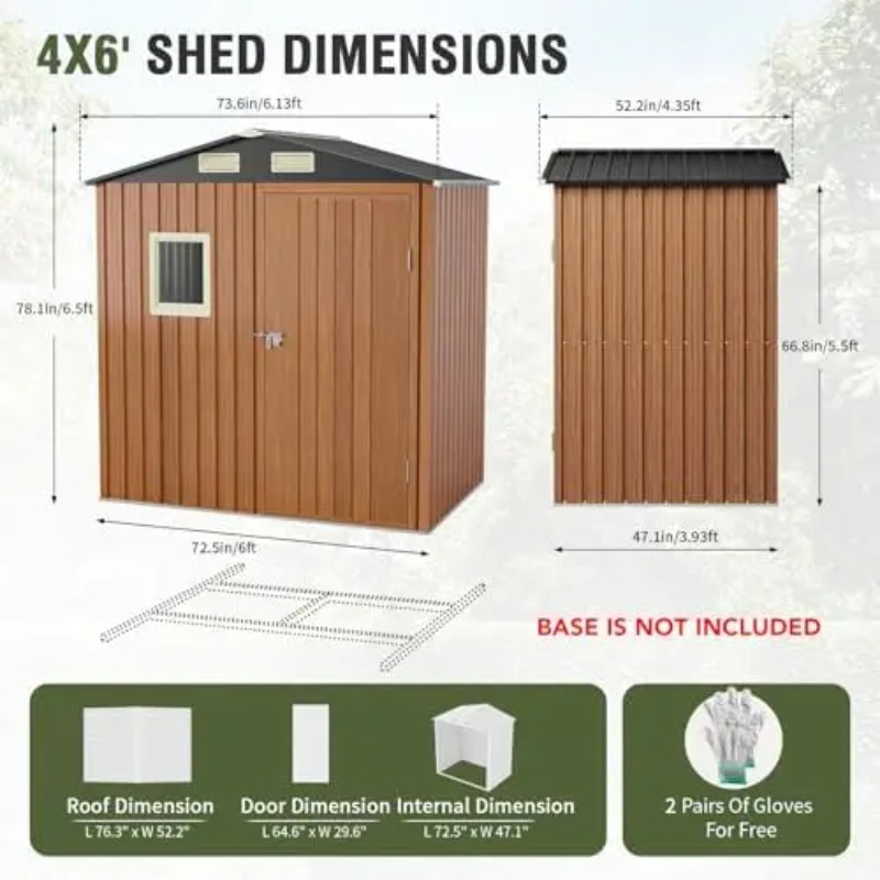 Outdoor Storage Shed 6x4 Ft, L - Garden Tools recension och pris